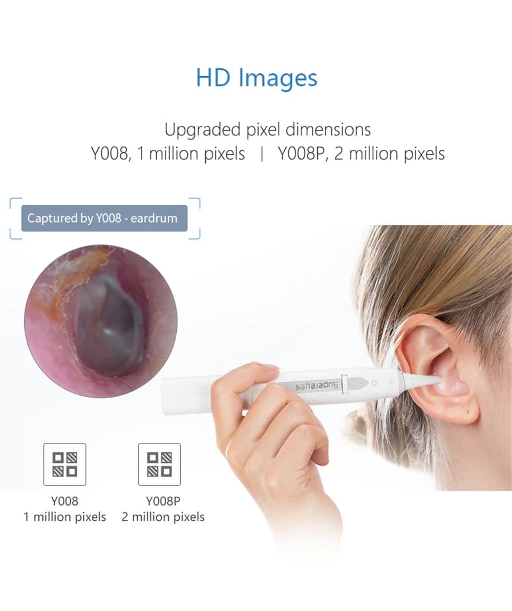 Supereyes Y008 2MP 1080P 1-500X WIFI Visual Ear Pick Endoscopio Otoscopio Earscope Cleaner Microscopio digitale per capelli Naso Pelle