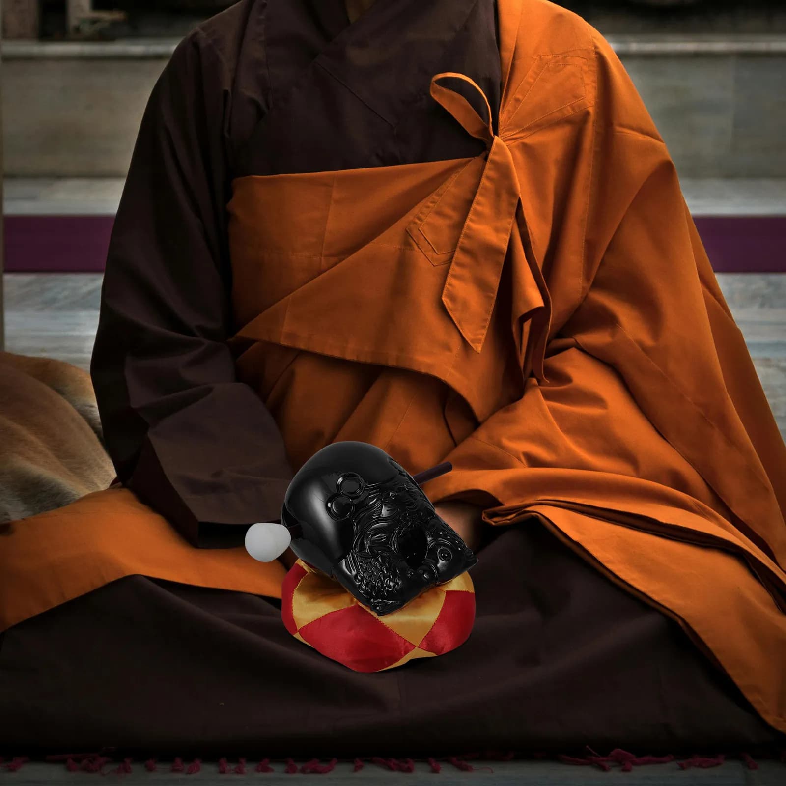 Set di 1 Blocco Sonoro in Legno Imitazione Buddha, Suono Chiaro e Forte, Strumento per Meditazione e Canto, Forniture Religiose