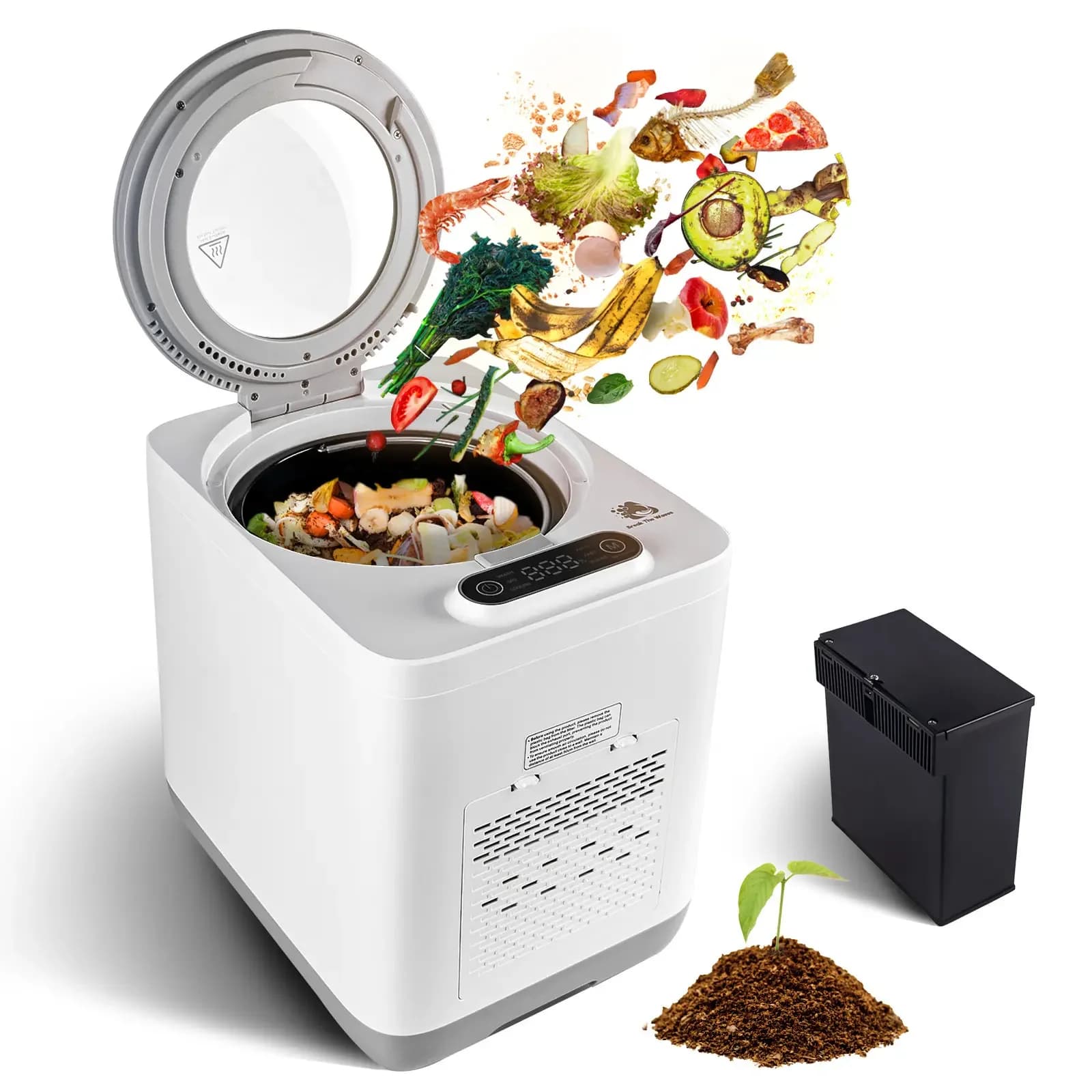 Il compostatore da cucina elettrico da 3,8 litri converte il compost rapido del bidone 3-5H dei rifiuti alimentari 320 ℉ Essiccazione a basso rumore
