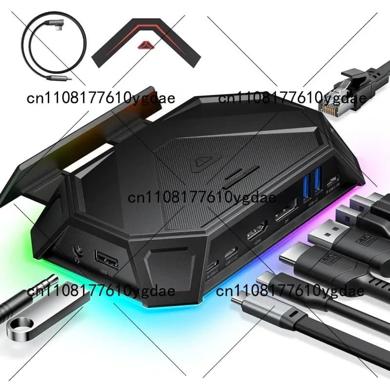 Docking Station RGB per ROG Ally, Dock 12-in-1 con 4K@120Hz, DisplayPort, Gigabit Ethernet, USB-C 3.2