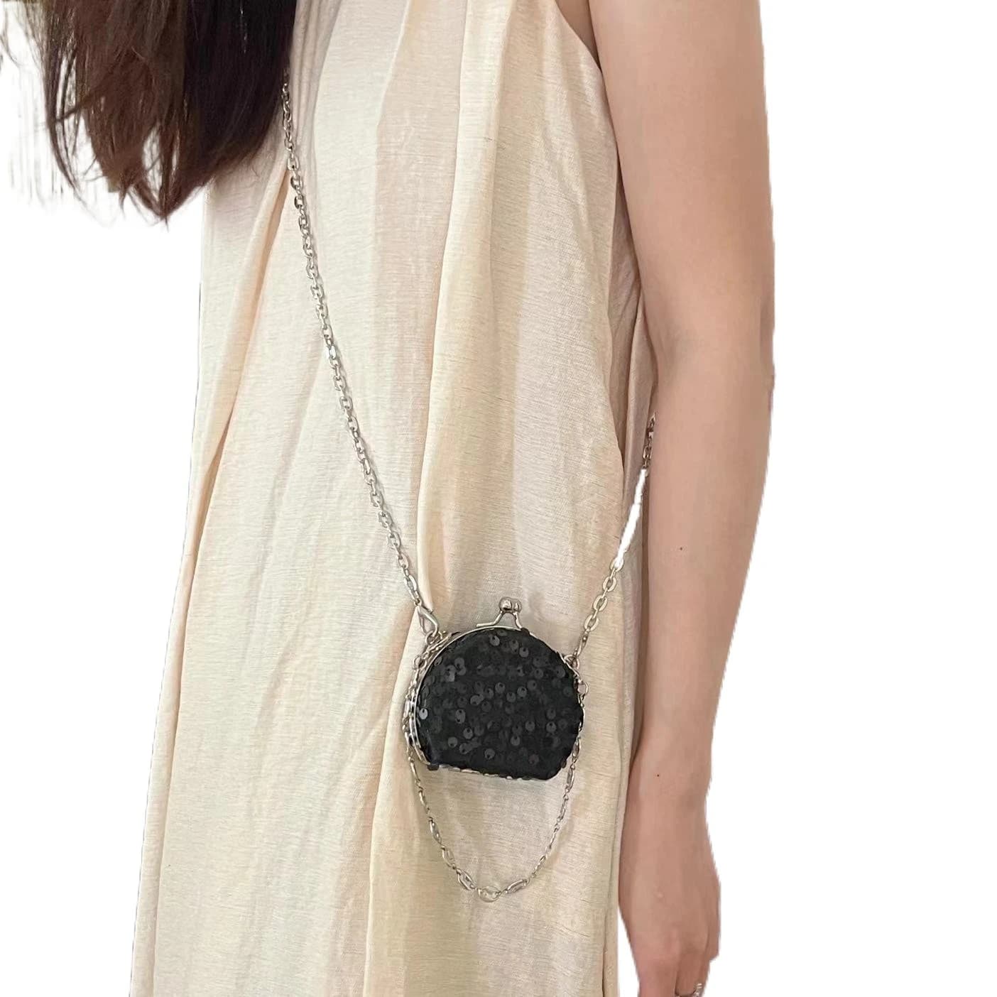 Borsa da sera casual elegante con specchio e porta rossetto, mini borsa a tracolla di lusso da donna
