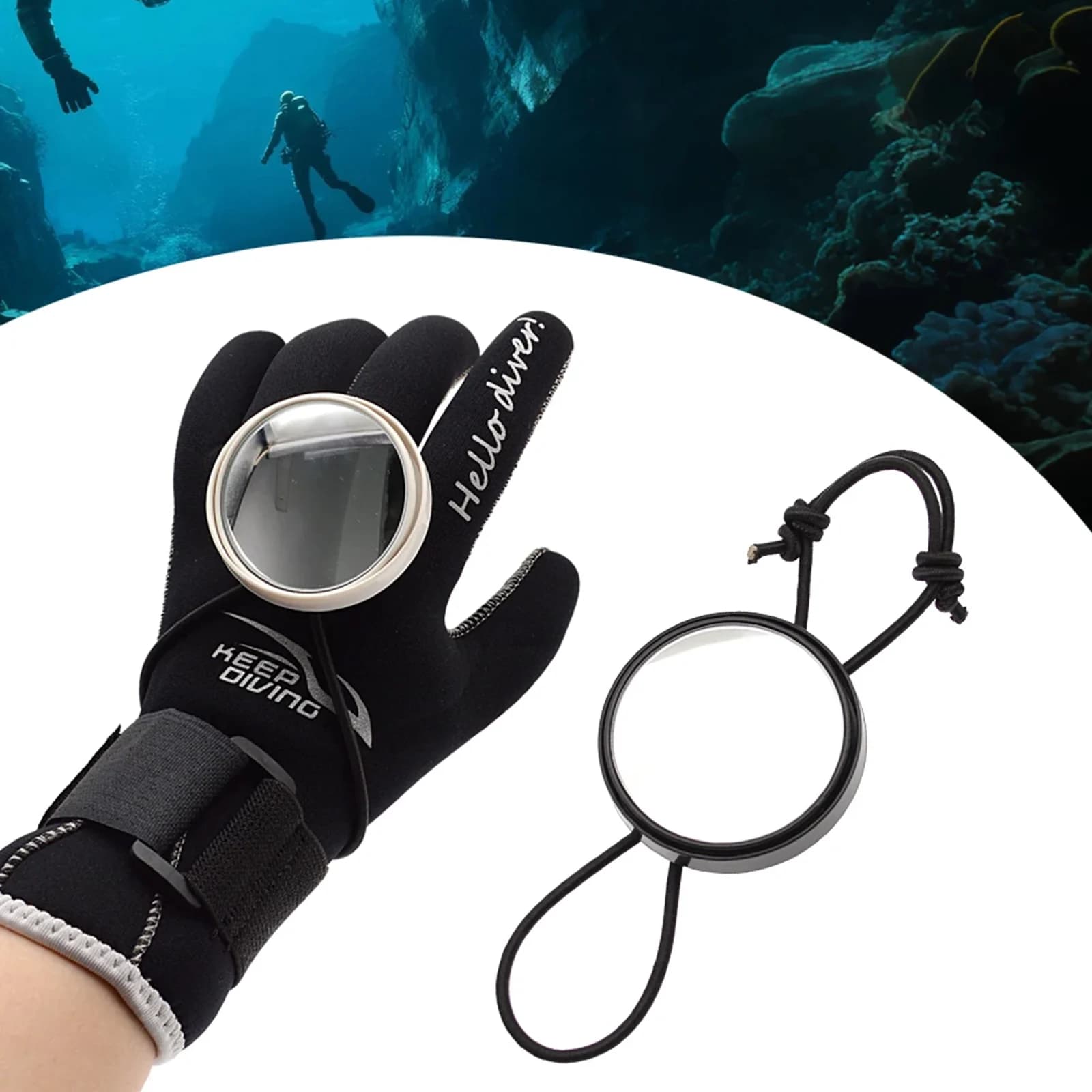 Specchio Convesso Retrovisore per Immersioni Subacquee con Cinturino Elastico Regolabile per Visione Subacquea Estesa e Attrezzatura di Osservazione di Sicurezza
