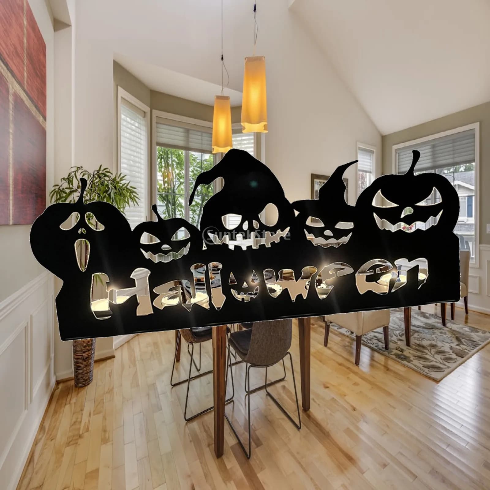 Black Iron Tealight Candle Holder Halloween Candlestick Stand Metal Silhouette Decorative for Tabletop Spooky Festival Decor