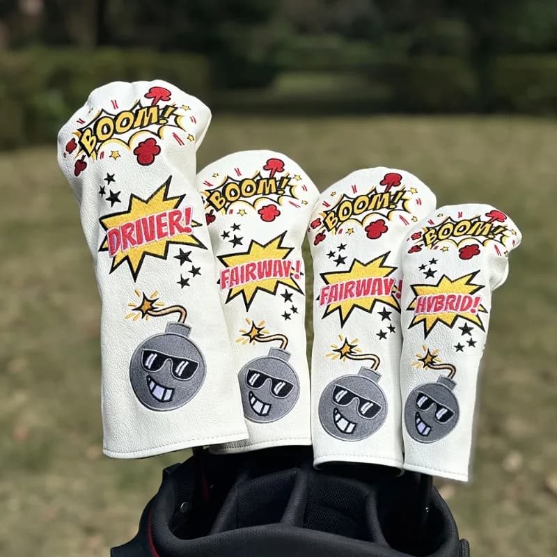 Copertura protettiva da golf con design a bomba dei cartoni animati, accessori da golf, materiali antipolvere e durevoli, che forniscono la migliore protezione
