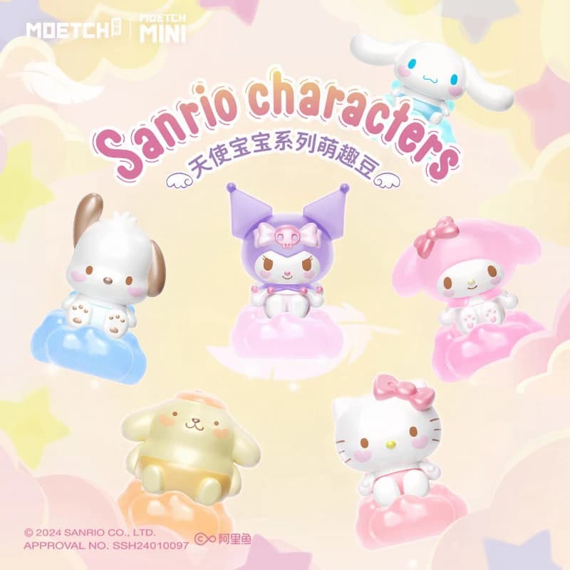Serie Kawaii Angel Baby: Cinnamoroll, PomPomPurin, Kuromi, Pochacco - Action Figure e Bambole Giocattolo, Regali per Bambini, Adorabili Miniature