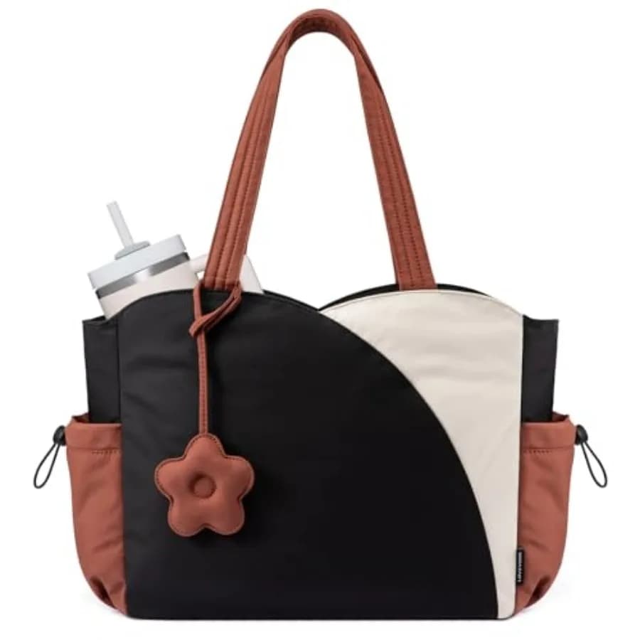 Tote Bag for Women, Puffer Work Bags with Zipper for Daily Travel College, Teacher Nurse Laptop Handbags Purses Gift