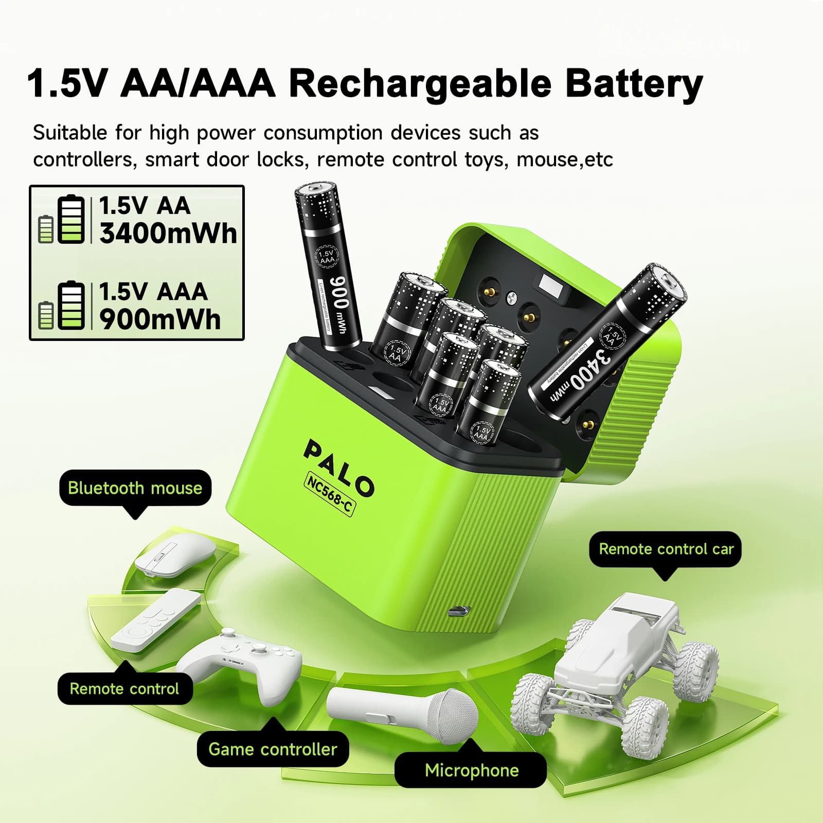 PALO 1.5V AA AAA Batteria ricaricabile Batterie agli ioni di litio AA 2A 3A Batteria per giocattolo Console di gioco Mouse Telecomando Campanello