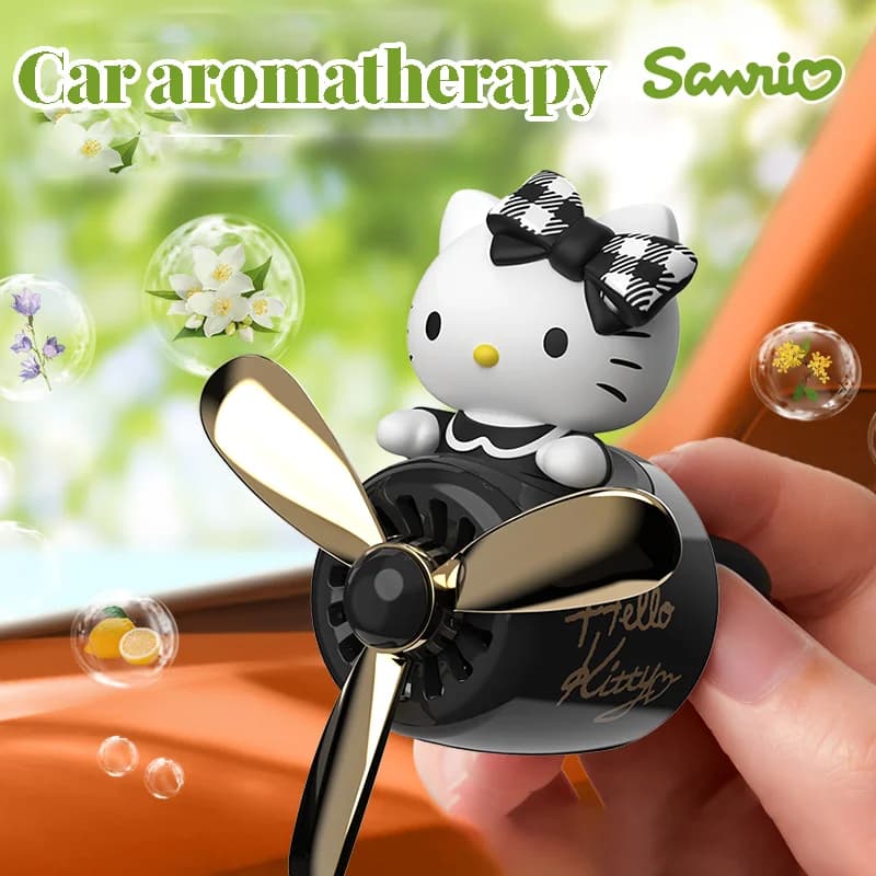 Hello Kitty Kawaii Car Deodorant Perfume Diffuser with Rotating Helix Funny Perfume Interior Decoration Car Gift