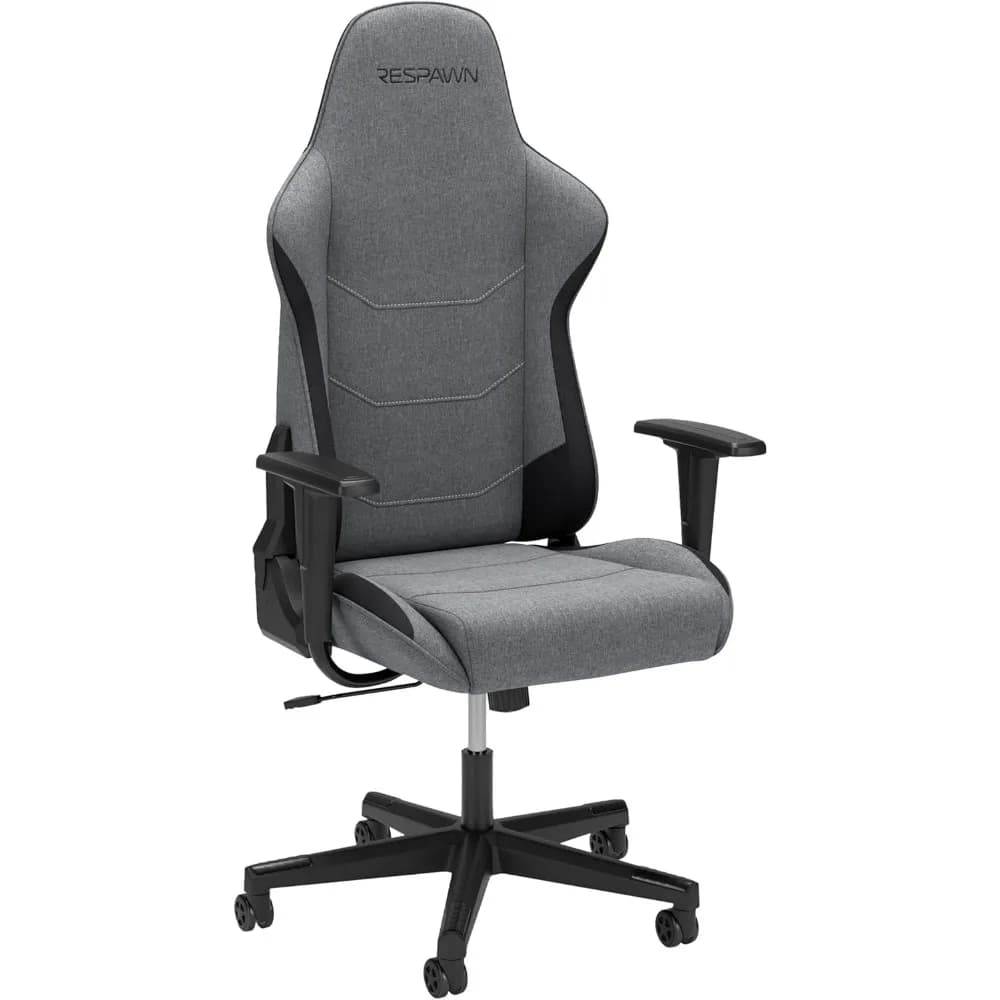 Sedia da Gaming Ergonomica Reclinabile con Supporto Lombare e Poggiatesta, Schienale Alto, Stile Racing, Tessuto Grigio Resistente