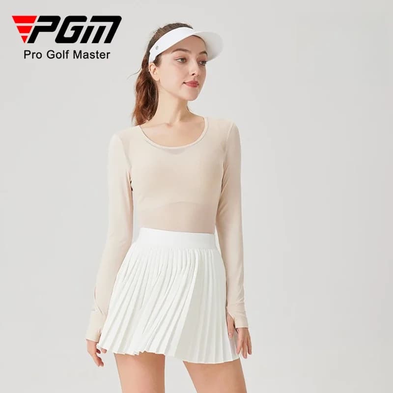 PGM Cappotto da golf estivo da donna in seta di ghiaccio con base color carne e t-shirt traspirante a maniche lunghe YF799