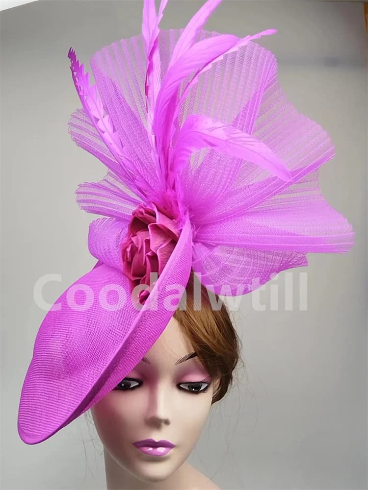 Elegante fiore Fascinator Portapillole da sposa Donna Fascinator Cappello Fascia Kentucky Derby Ladies Millinery Cap Mesh Sposa Cappelli