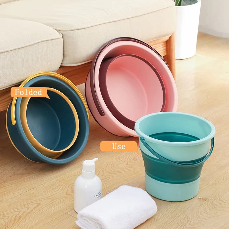 Portable folding bucket Basin 5/10/17L Silicone bucket Camping linen basket Car wash Fishing Bathroom Tool Household Supplies
