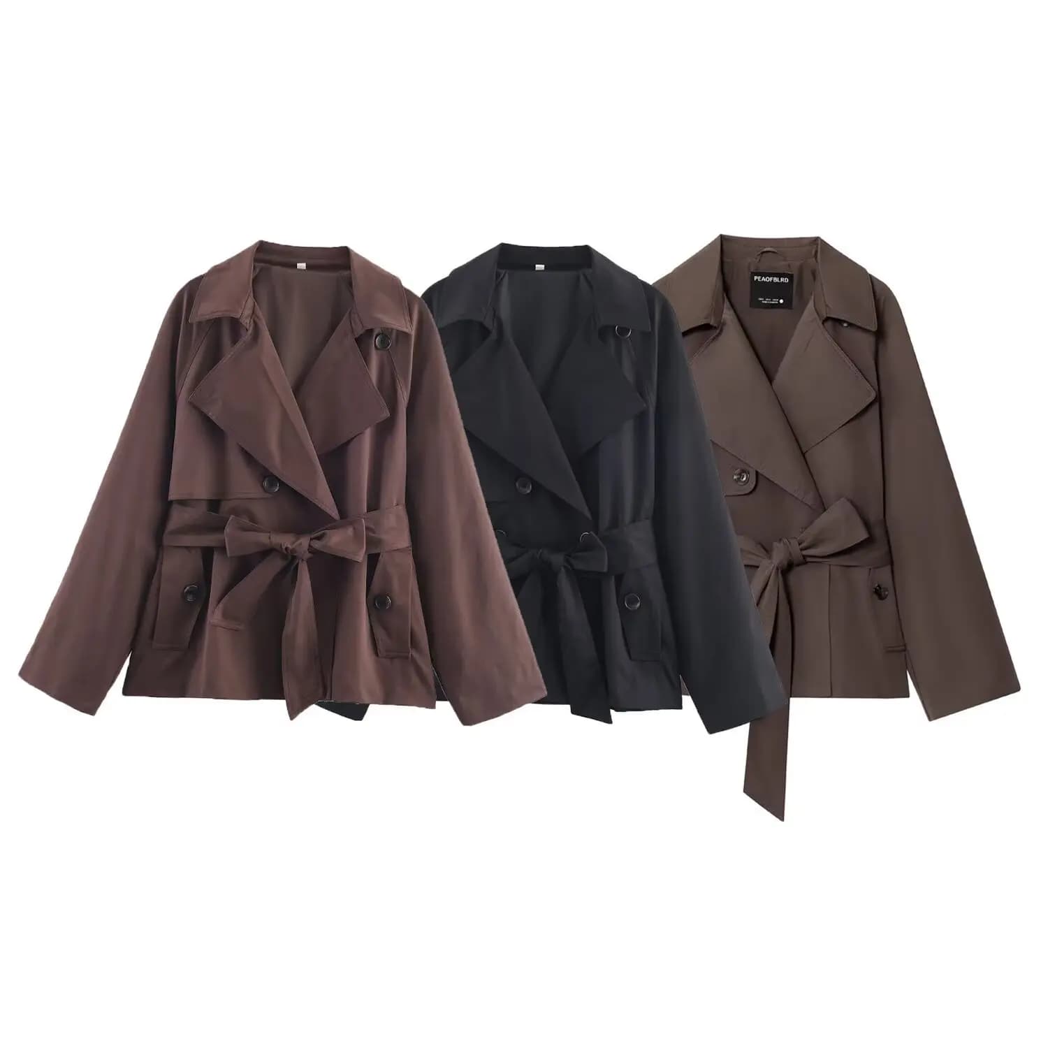 FRAYA LAB Autunno 2026 Nuova Collezione da Donna in Stile Britannico con Risvolto Doppiopetto Cintura Colorata Maillard Casual Trench Coat Casual