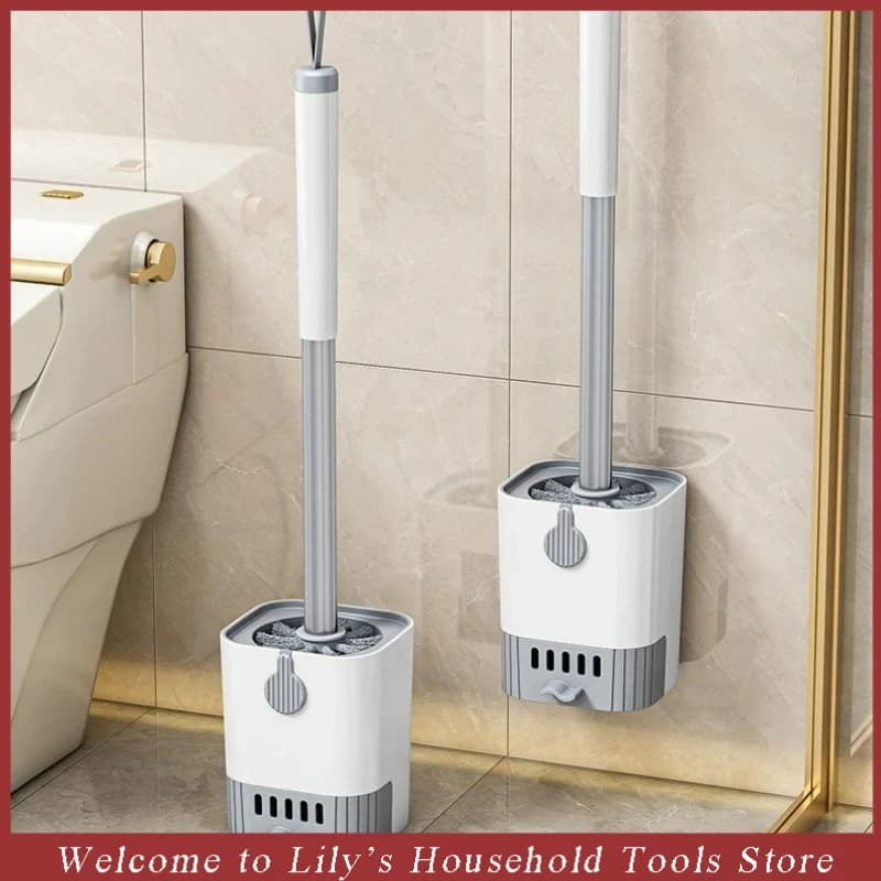1 set toilet brush with wall mounted support flexible long handle brush for cleaning toilet mug products for cleaning bath