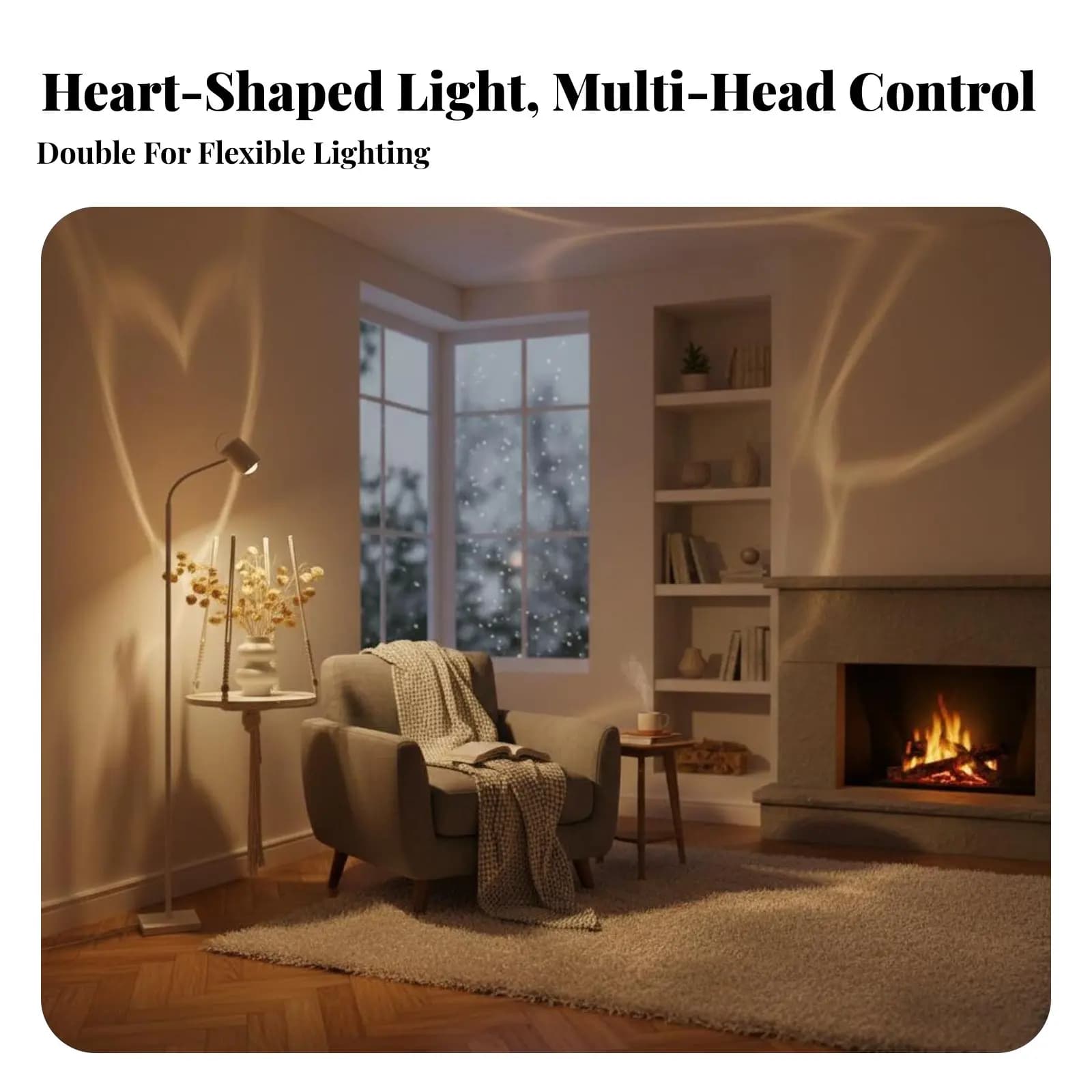 Lampada d'atmosfera a quattro teste a forma di cuore, lampada da terra con effetto onda d'acqua tramonto, illuminazione decorativa regolabile