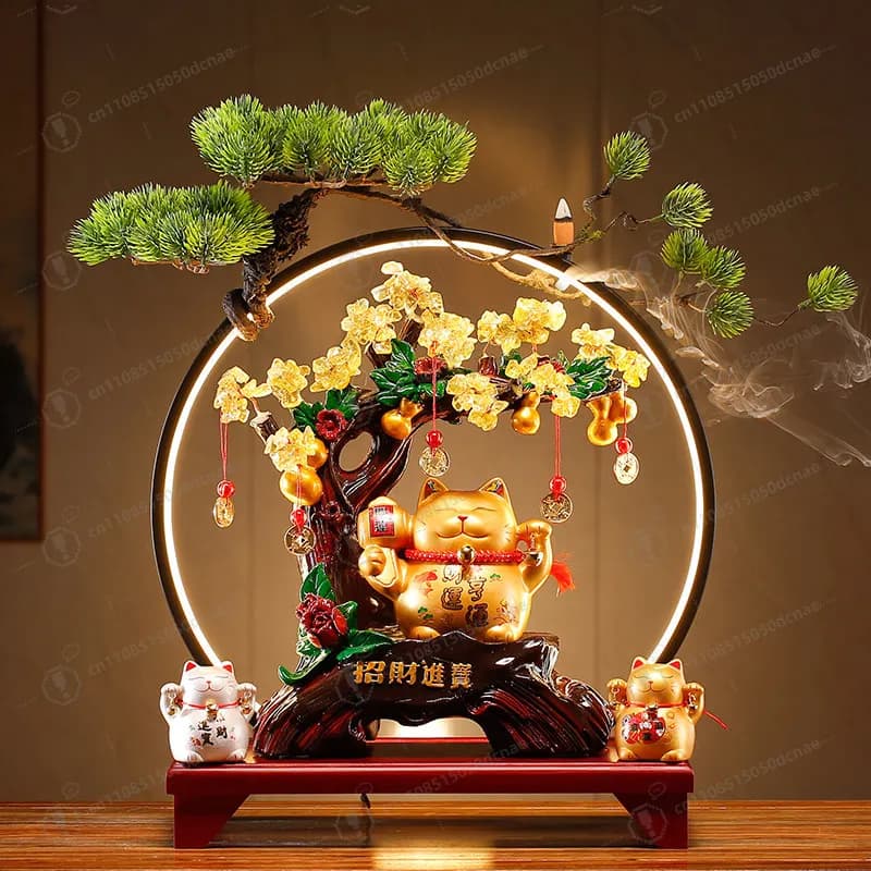 Apertura del negozio Creative Fortune Tree, gatto portafortuna da scrivania, regalo di inaugurazione, ornamento gatto portafortuna