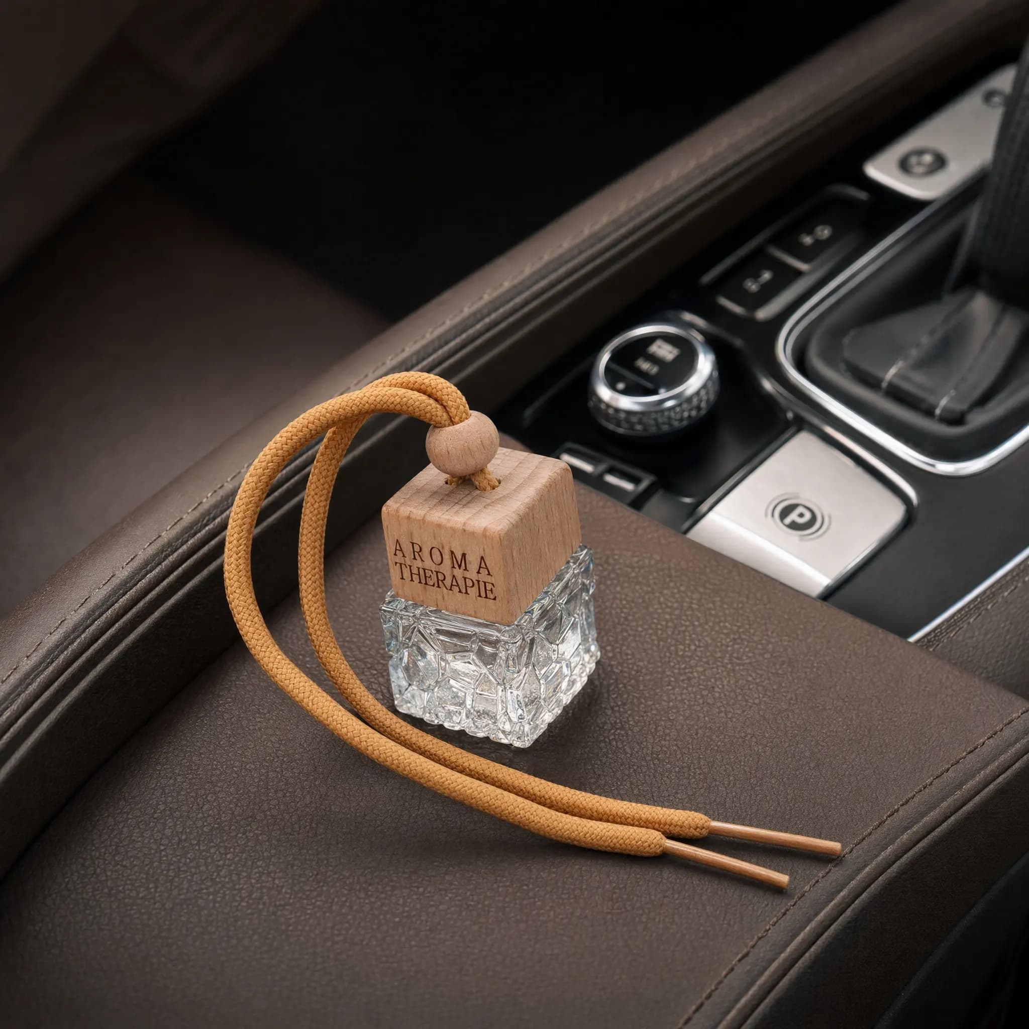 Hanging Car Air Freshener Bottle Essential Oil Diffuser Aromatherapy Diffuser Bottle 8Ml Glass Wood Leakproof Stylish Car