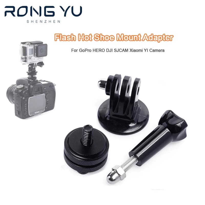 Adattatore Flash Hot Shoe per DSLR, compatibile con GoPro HERO, DJI, SJCAM, Xiaomi YI e Action Camera per fotocamere Canon, Nikon, Sony, MI.