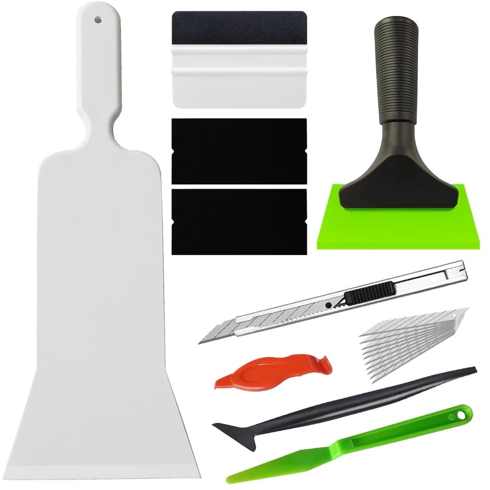 Pellicole per finestre Set di strumenti per schiuma di tergipavimento Kit di vinile per avvolgimento auto Bulldozer Raschietto Feltro Parabrezza Seccatoio Taglierina Lame di coltello