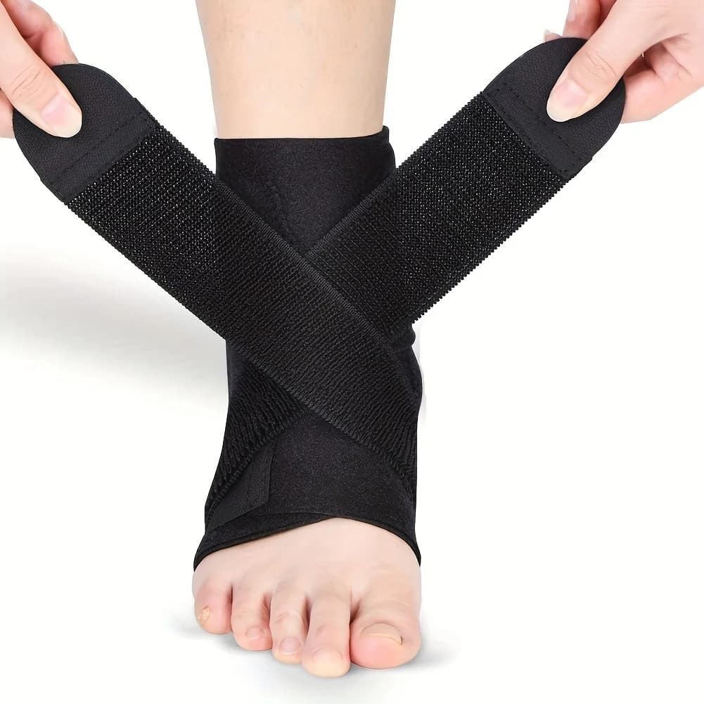Supporto per Caviglia Regolabile in Neoprene con Tavoletta in PE e Fascia Compressiva per Distorsioni, Sport, Corsa e Prevenzione Lesioni