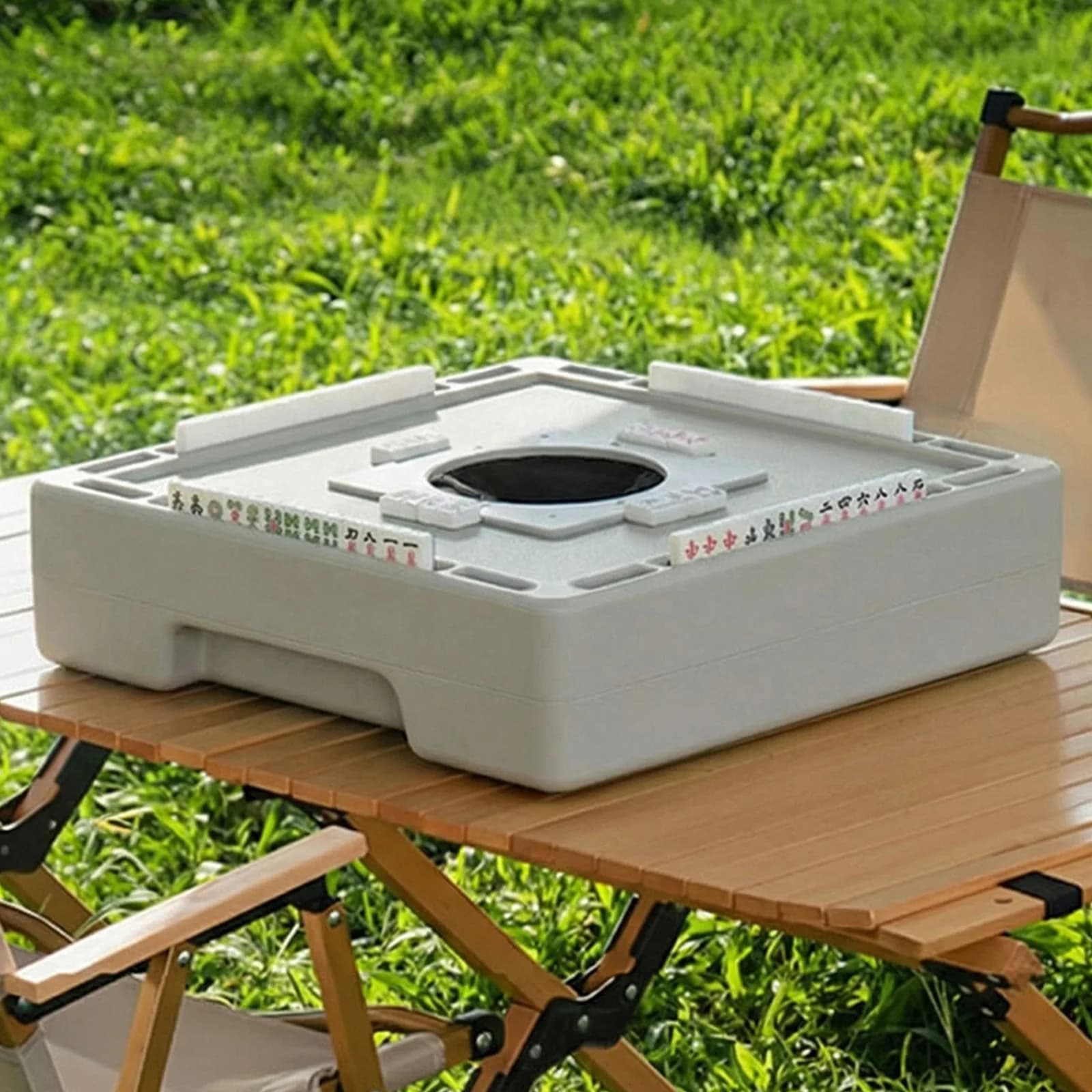 Set Mahjong Portatile con 144 Tessere e Valigetta da Viaggio, Gioco da Tavolo per Viaggi e Riunioni Familiari (Grigio)
