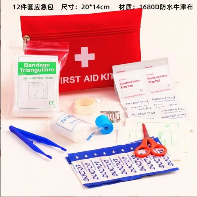 12 articoli/set Kit di pronto soccorso impermeabile portatile per persona all'aperto per il trattamento medico di emergenza in famiglia o in viaggio