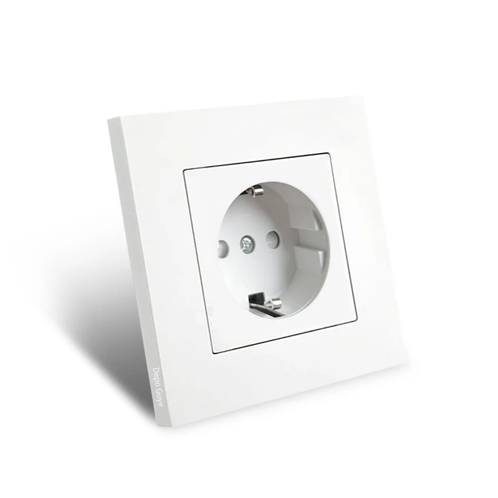 Adattatore elettrico da parete standard UE bianco, presa di corrente tedesca, 16A, pannello in PC nero, presa per casa e camera da letto