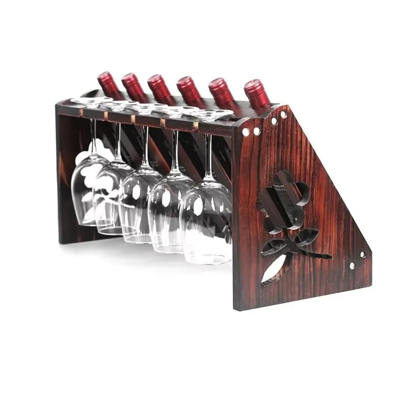 Portabicchiere da vino in legno massello, espositore per armadietto del vino, porta calici per la casa, portabottiglie europeo capovolto