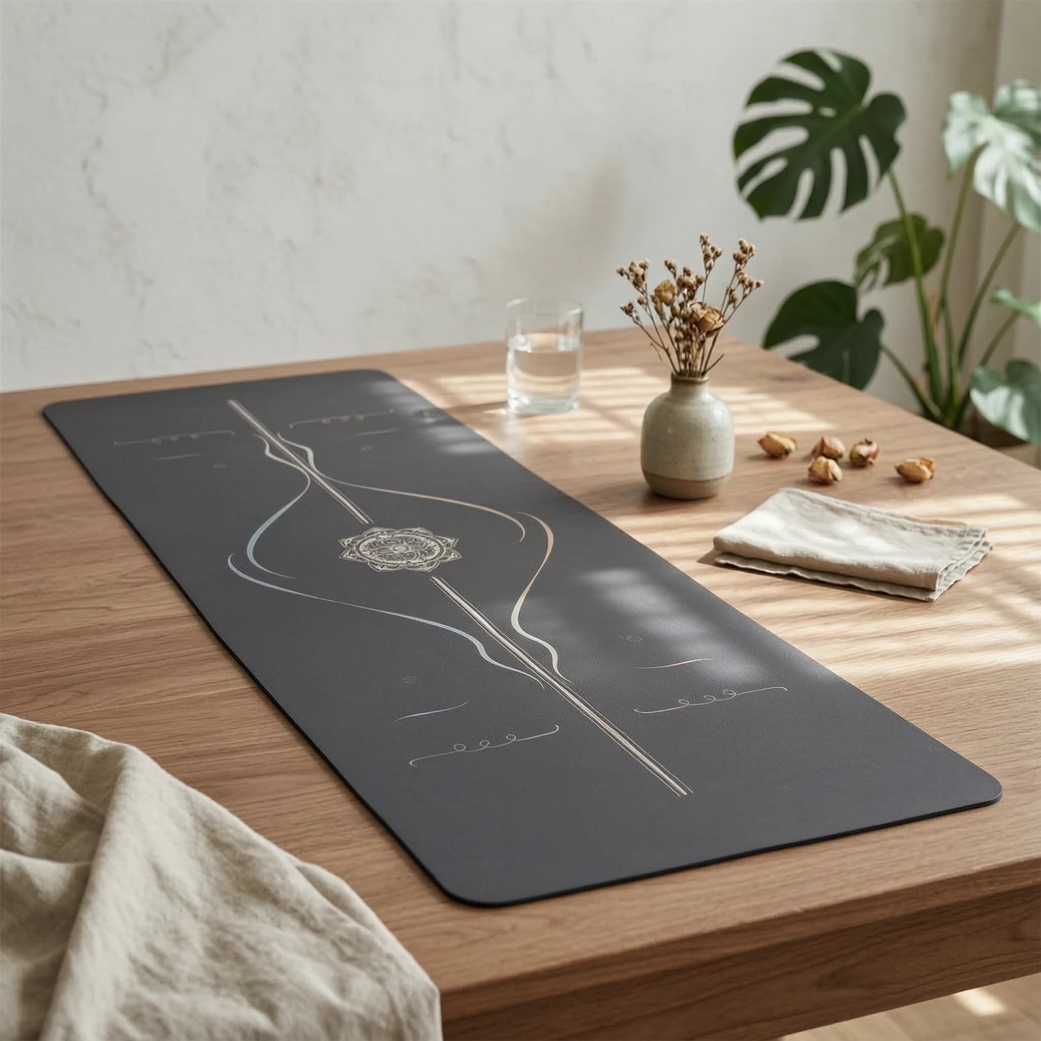 Non Slip Rubber Yoga Mat Thick Shock-absorbing Workout Mat Fitness Mat Sweat-absorbent for Stretching Routines