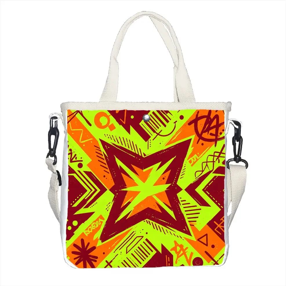 Borsa tote con stampa graffiti Hip Hop Star, borsa a tracolla stile street con tracolla regolabile