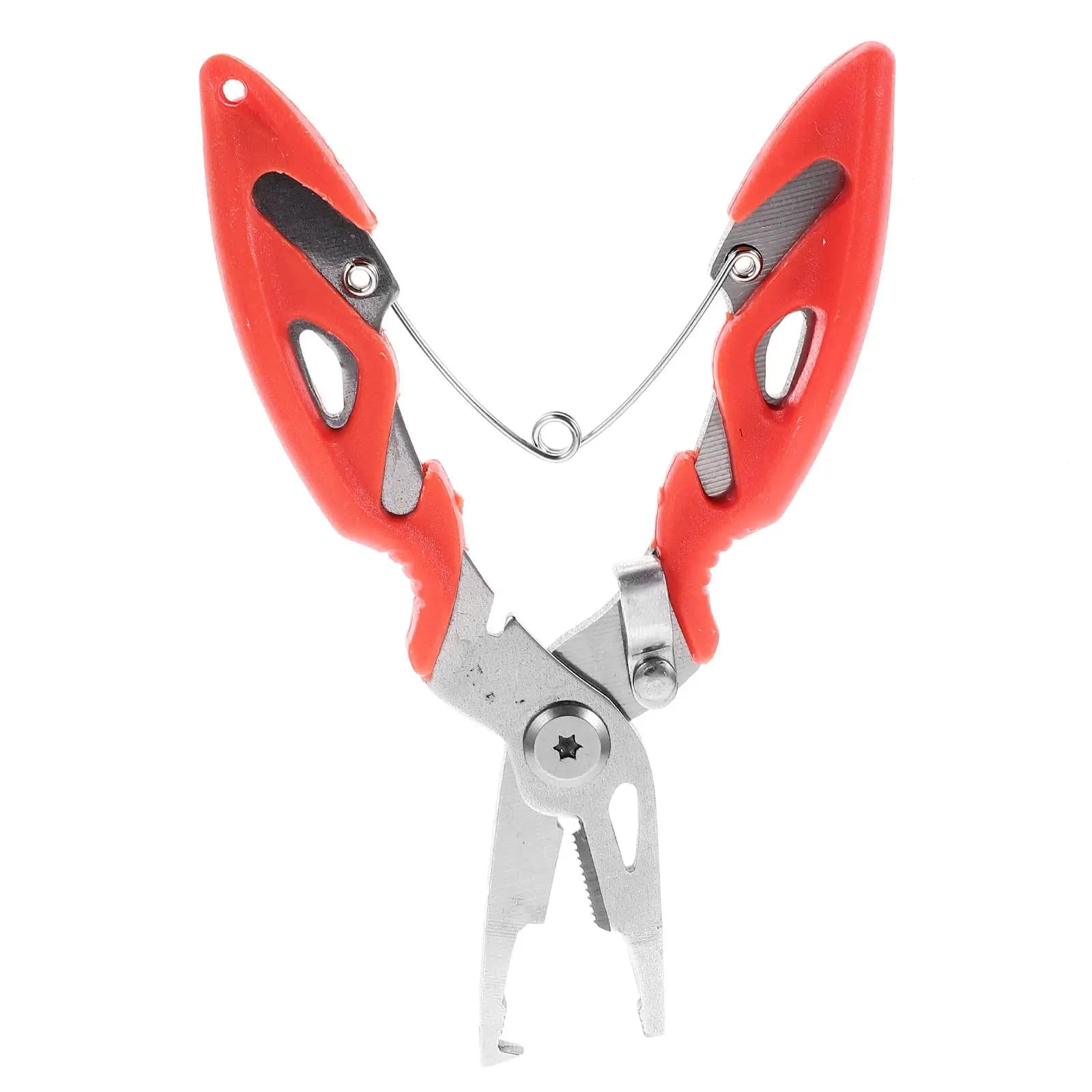Pinza da Pesca Professionale Multifunzione in Acciaio Inossidabile con Forbici Seghettate Antiscivolo per Taglio di Lenza Intrecciata, per Pesca all'Aperto