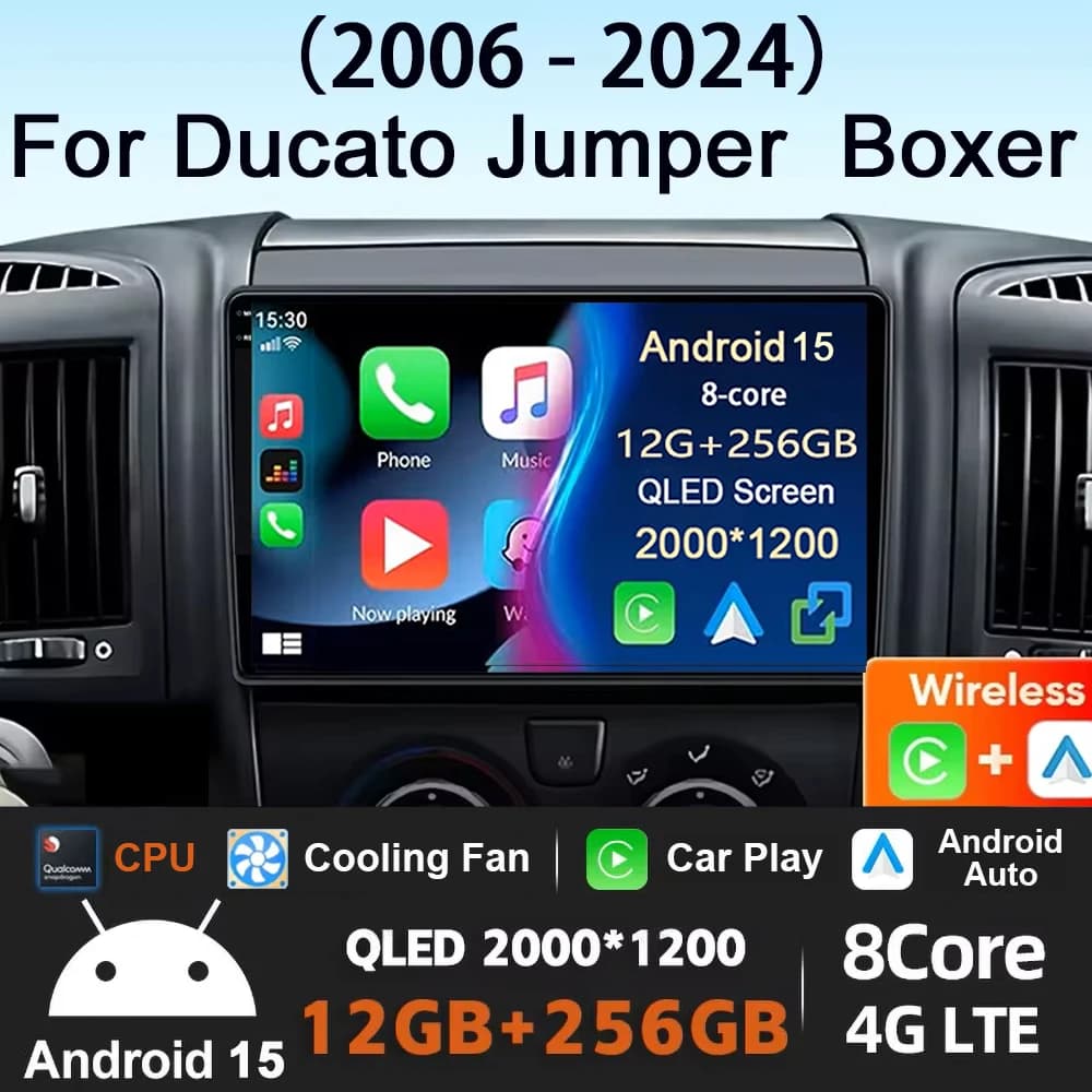 Android 15 Autoradio Per Fiat Ducato 2005 - 2023 Citroen Jumper Peugeot Boxer Wireless Carplay Android Auto Lettore Multimediale BT