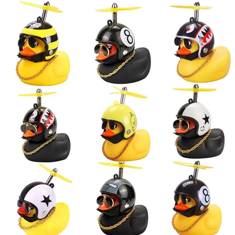 Dust Wind Rubber Duvet With Helmet Pendant Black Duck/yellow Motor Helmet for Road Bike Riding Bicycle Accessories Car Decoration
