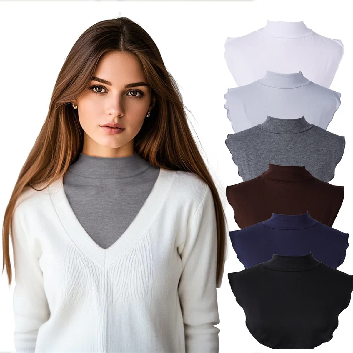 [High quality mercerized cotton] Shirt cover with fake collar again style, scarf with fake collar in modal, shirt cover with solid color background