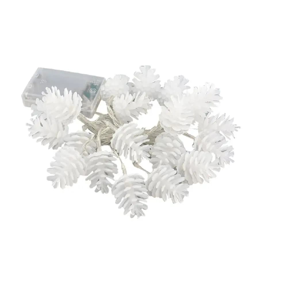 Luci a stringa a forma di pigna da 2,2 m, luci a LED bianche calde per decorazioni natalizie, matrimoni, feste, uso interno ed esterno, pino