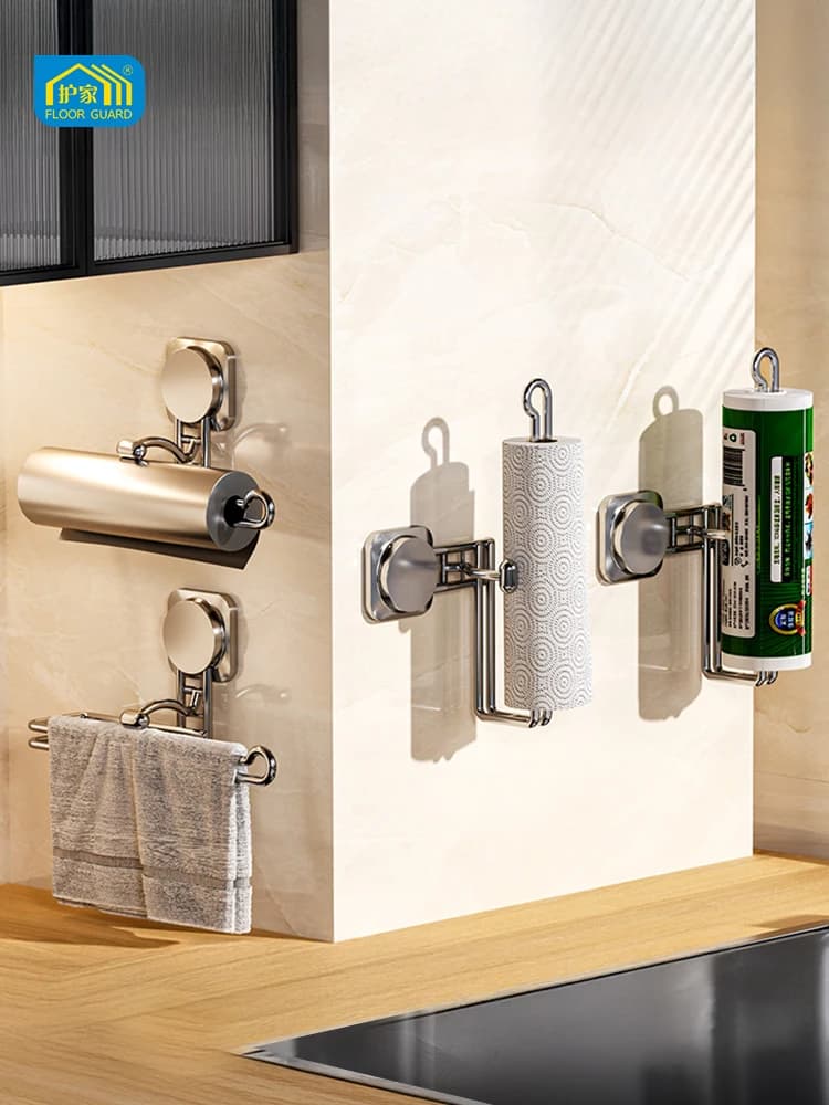 Kitchen Tissue Holder Stainl Steel Roll Paper Towel Ra No Drilling Required Storage Organizer for Cabinets Lazy Mop Holder