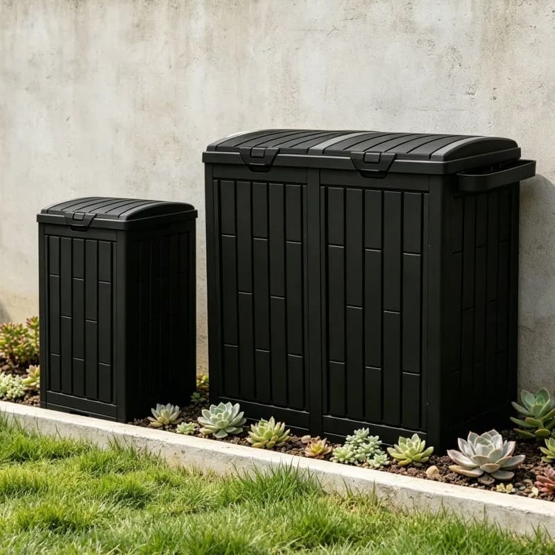 Outdoor Trash Can Plastic Rectangular Trash Cans Luxury Commercial Litter Bins Large Capacity Garden Dustbin with Lid Cleaning