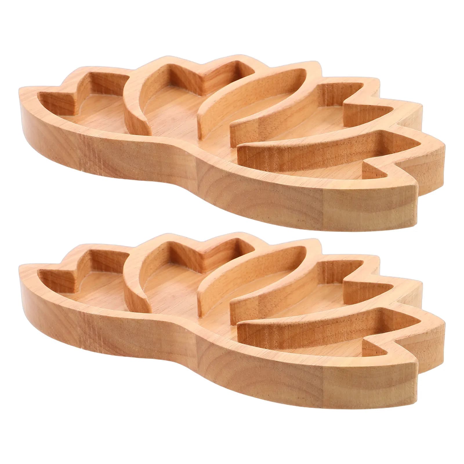 2Pcs Wooden Lotus Crystal Tray Natural Wood Grain Decorative Organizer Display Shelf for Crystal Stones Jewelry Home Decor