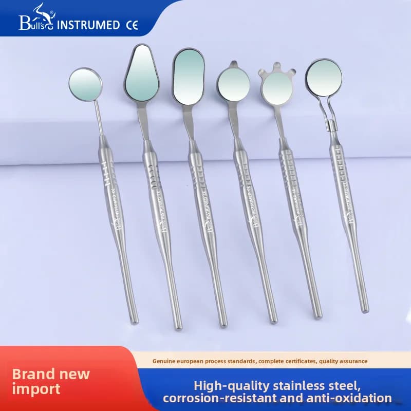 Bulls Instrumed Intl Stainless Steel Dental Oral Mirror Stretch Eyelashes Teeth Whitening Tool Cleaning Tool Mirror with Handle