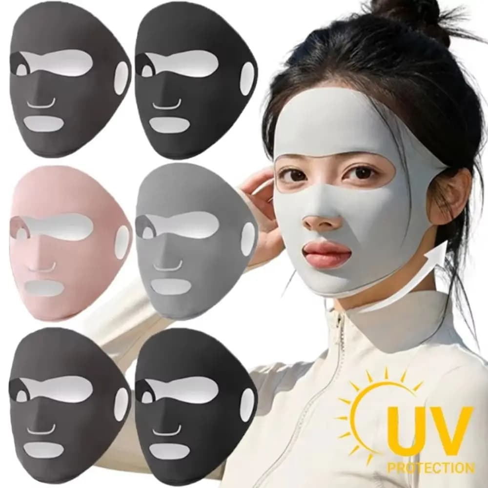 Maschera Protettiva in Seta Ghiacciata Anti-UV, Sciarpa Copricollo Traspirante e Regolabile, Protezione Solare per Ciclismo