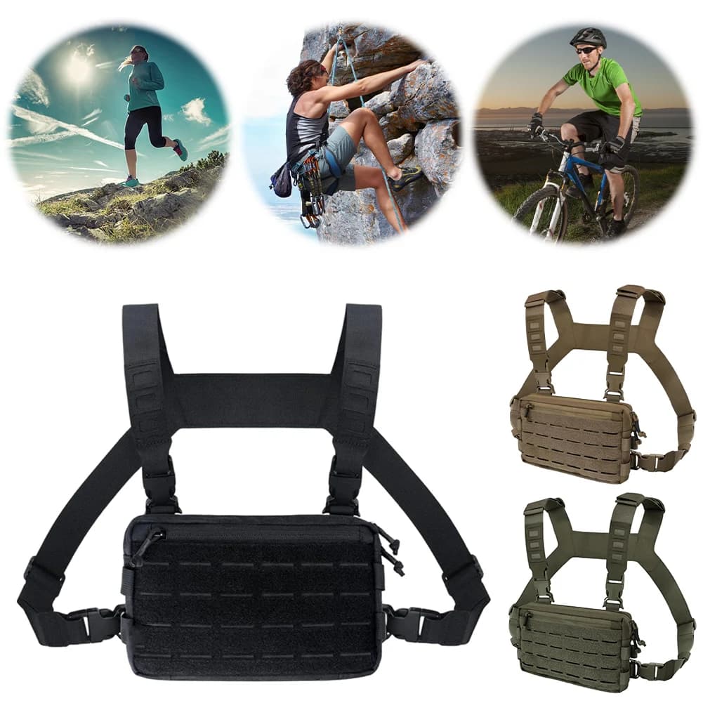 1000D Nylon Camping Backpack Fishing Vest Chest Bag Running Hydration Pack for Marathon Cycling Hiking Trail
