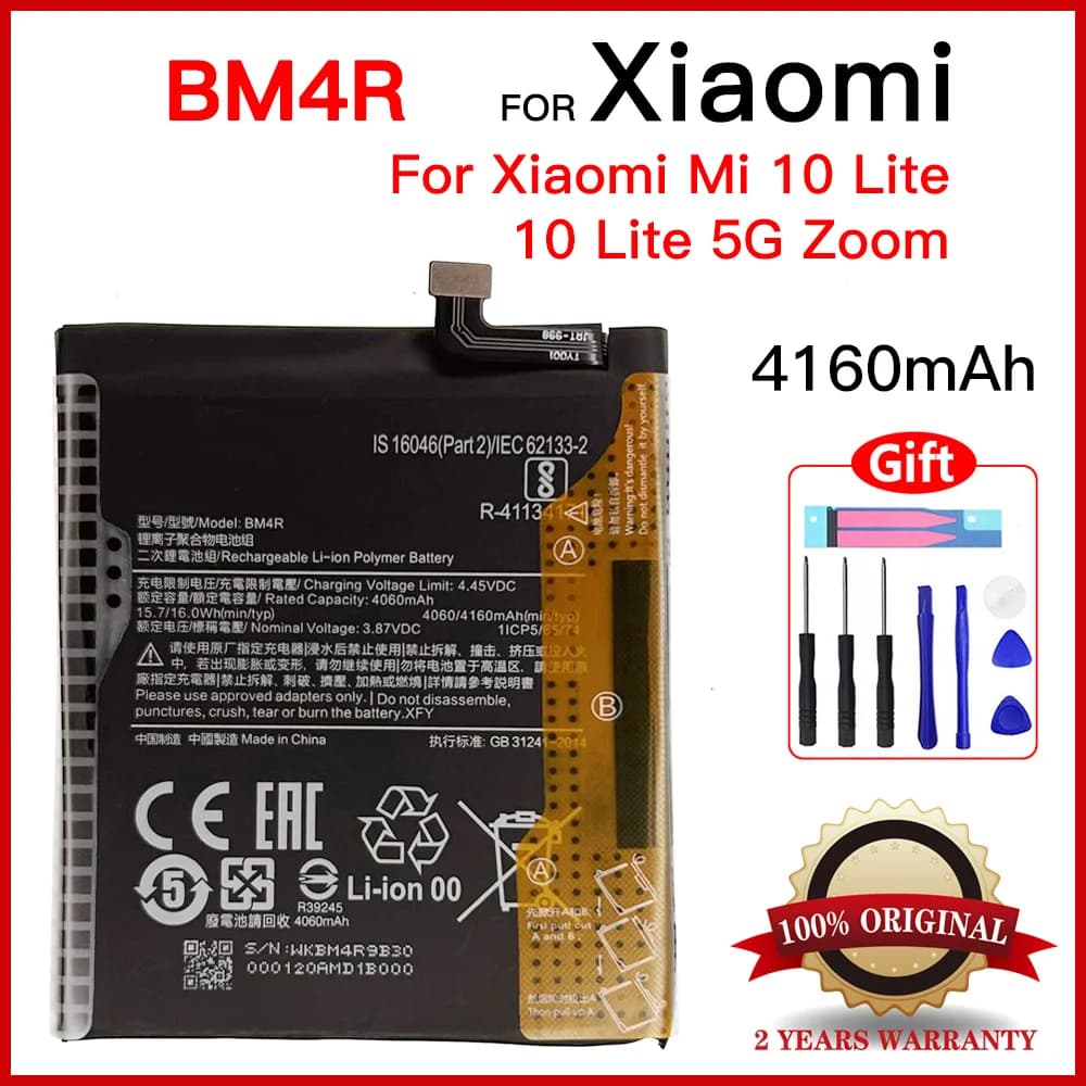 Genuine BM4R 4160mAh For Xiaomi Mi 10 Lite 10Lite 5G Mi10 Lite Smartphone Portable Battery BM4R