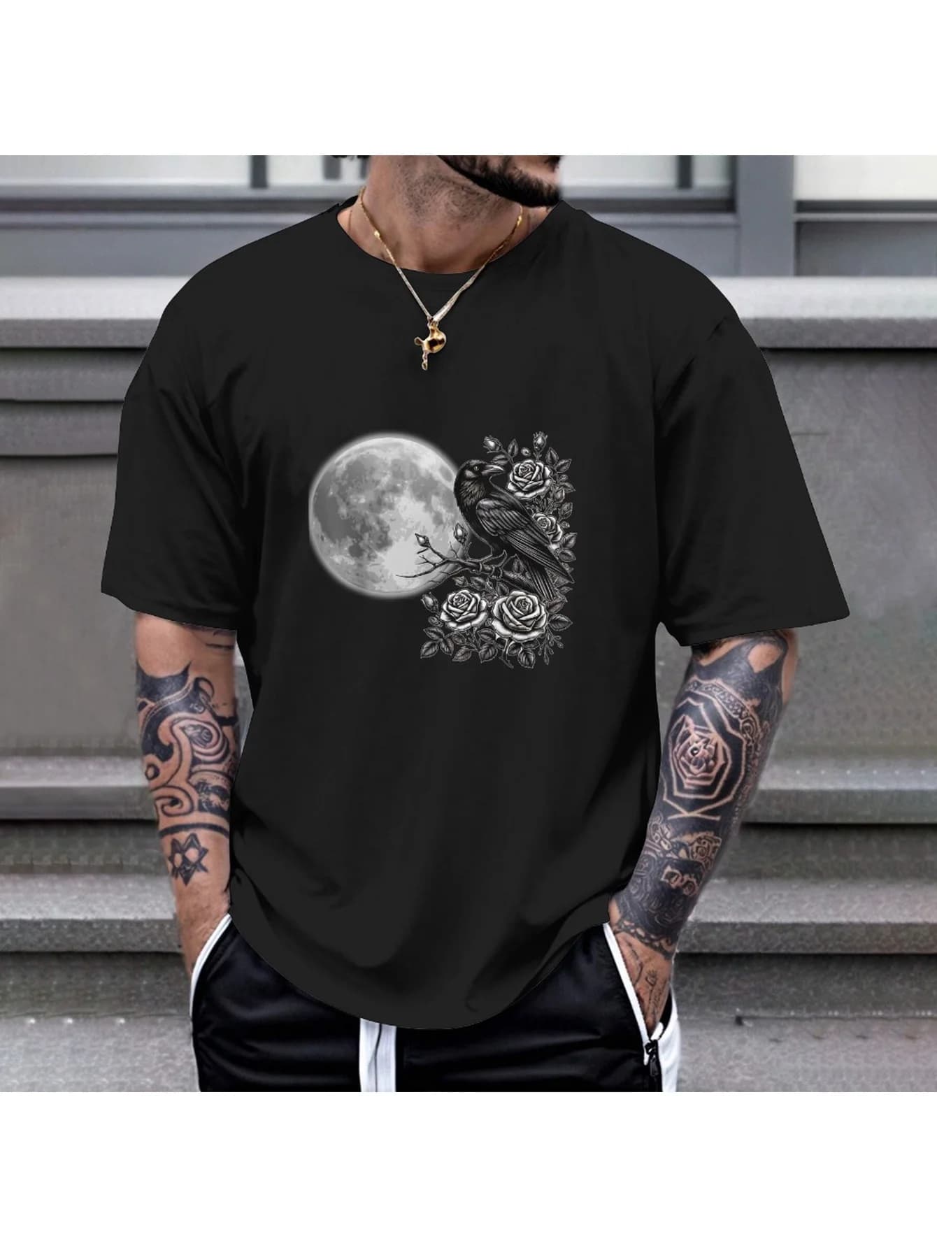 T-shirt celtica del corvo mistico - cotone 180 g/m2, maglietta con corvo gotico/nodo celtico S-XXXL