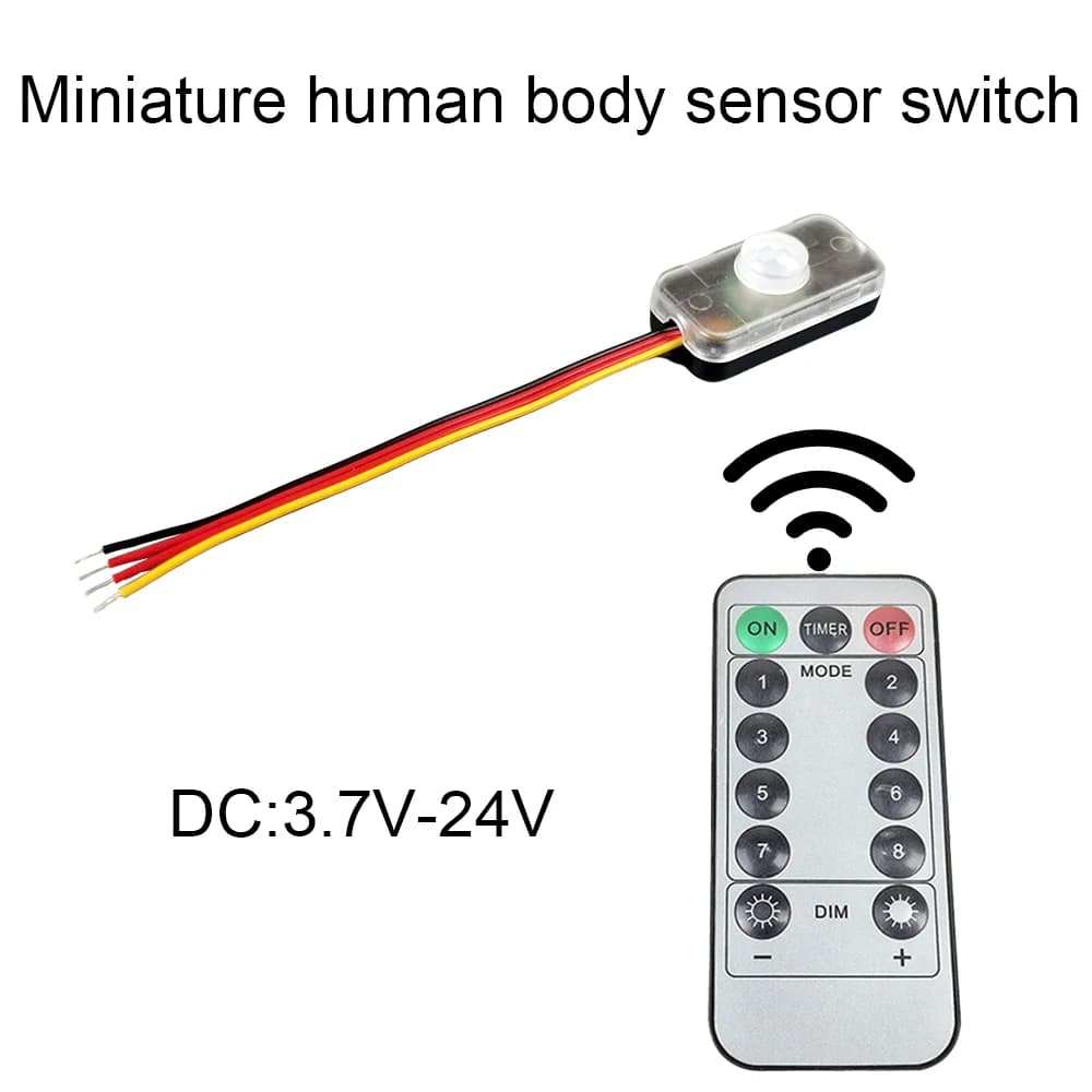 Sensore di Movimento PIR 5V 12V, Interruttore a Infrarossi con Ritardo di 30s per Controllo Automatico Luci LED a Striscia