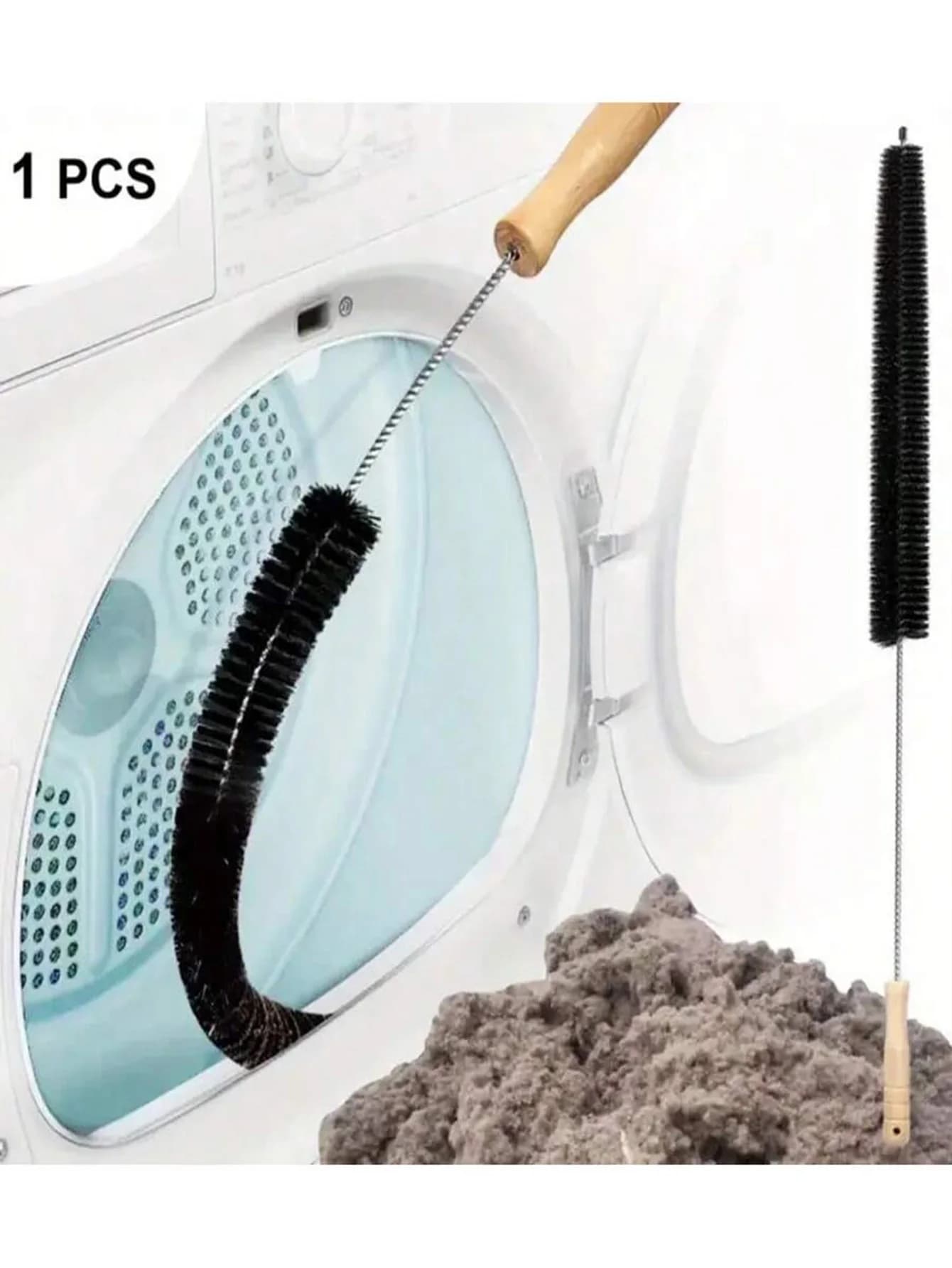 1 spazzola per la pulizia dei condotti di lavatrice e asciugatrice con un lungo asta flessibile e setole a spirale - raccolta polvere, rimozione residui di detergente