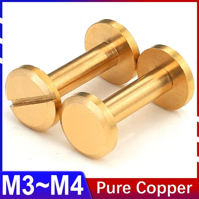 M3/M4 Copper Head Flat Screws Scanned Rivet Couple Screws Locking Belt Bag Buckle Head Connection Leather Accessories Punching FAI FROM TE