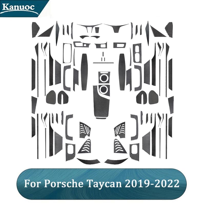 Car Carbon Fiber Stickers, Decorative Cover for Porsche Taycan 2019-2022, Interior Accessories