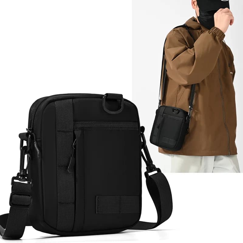 Waterproof Nylon Shoulder Bag for Men, Multi-Take, Small Messenger Bag, Wide Wallet for Phone, for Travel and Pendolarism 2026