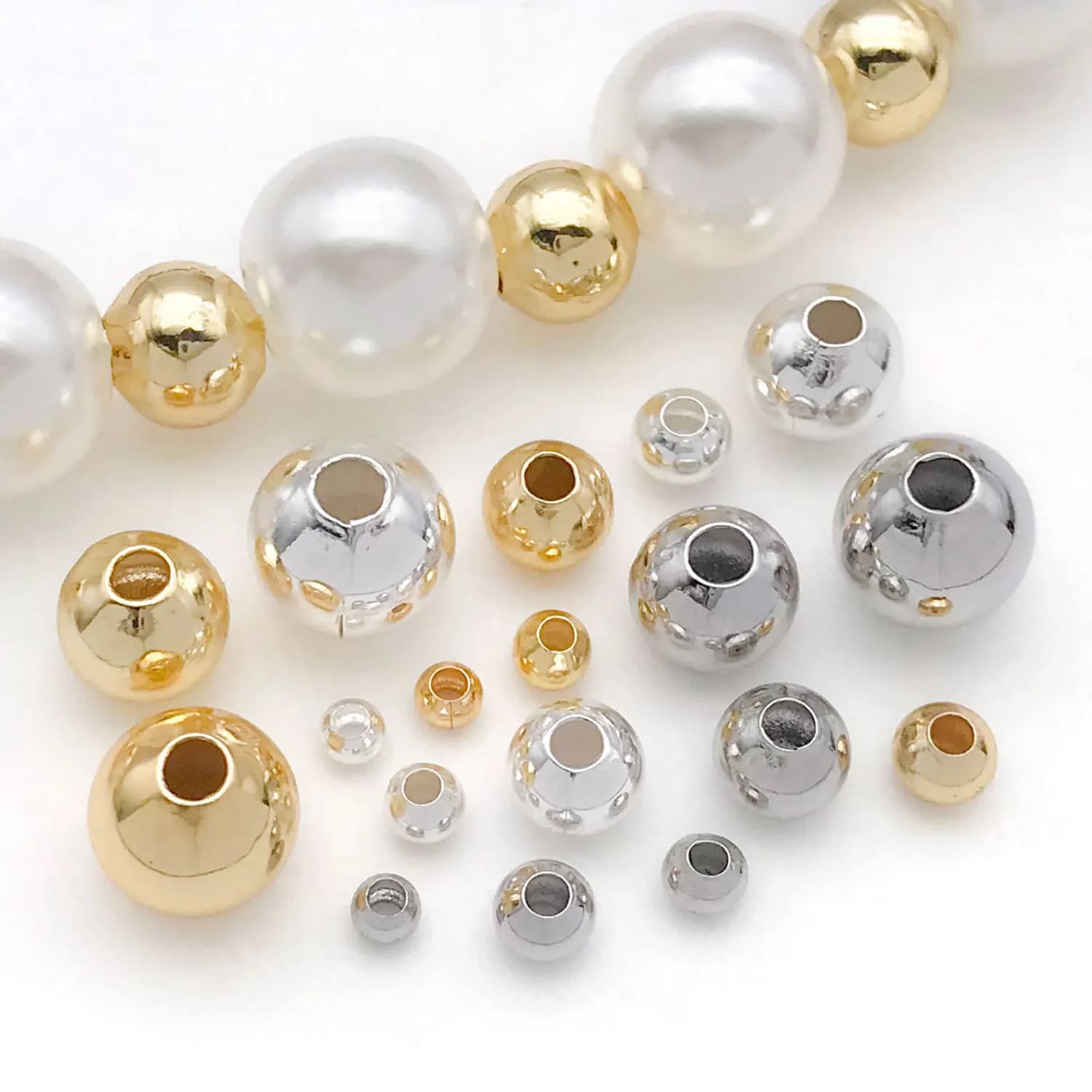 20 pz 18 K Reale Ottone Placcato Oro Perline Rotonde, Separatori Perline Per Il Braccialetto FAI DA TE Collana Orecchini Creazione di Gioielli Accessori