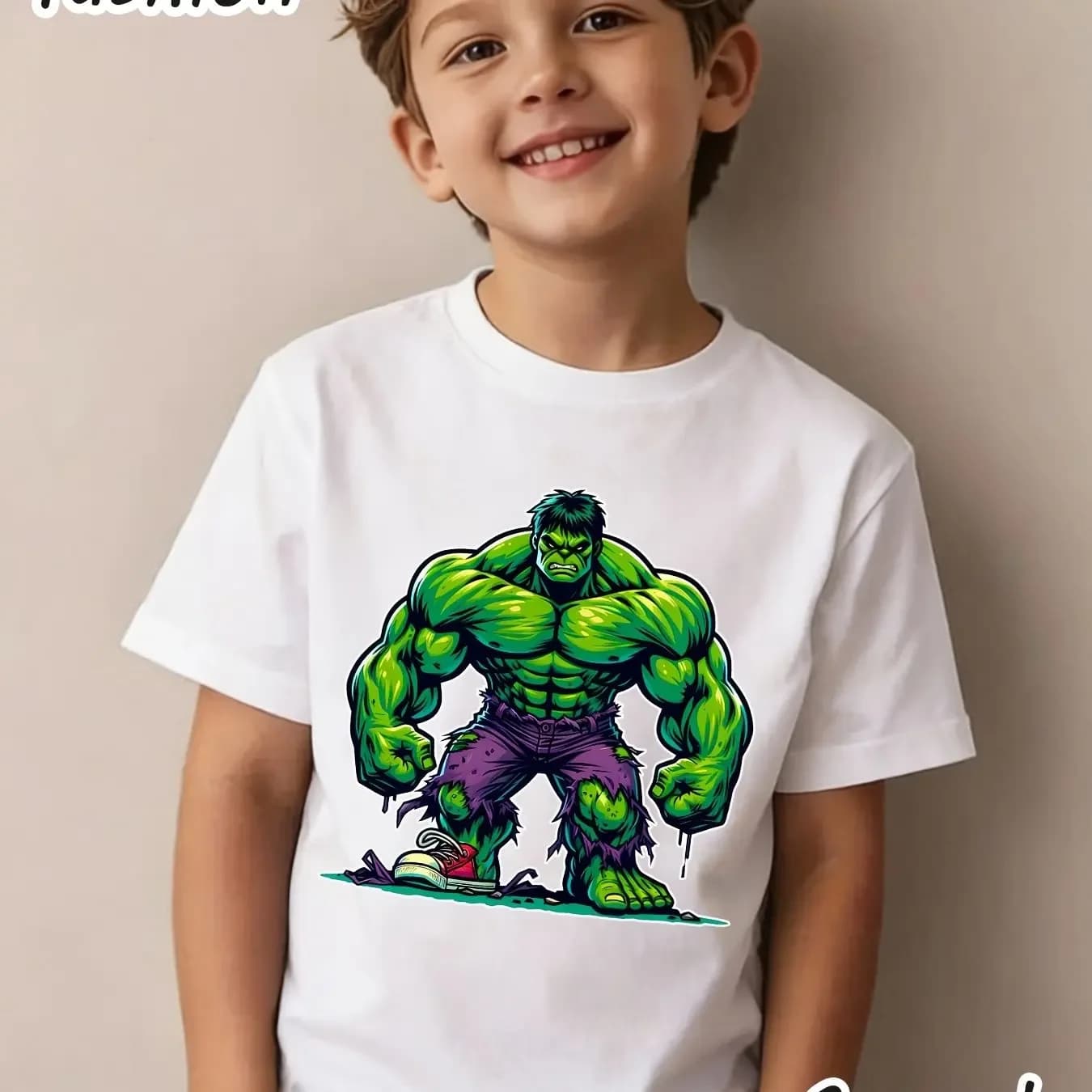 T-shirt Hulk Supereroe per Bambini 2026, Maglietta Estiva per Ragazzi con Motivo Cartone Animato, Top Casual a Maniche Corte in Puro Cotone per Bambini